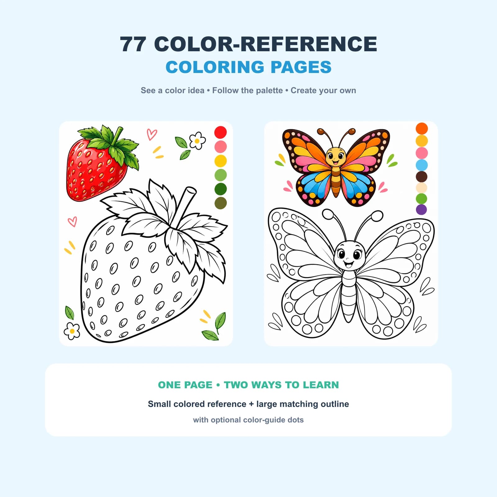 77 color-reference coloring pages preview
