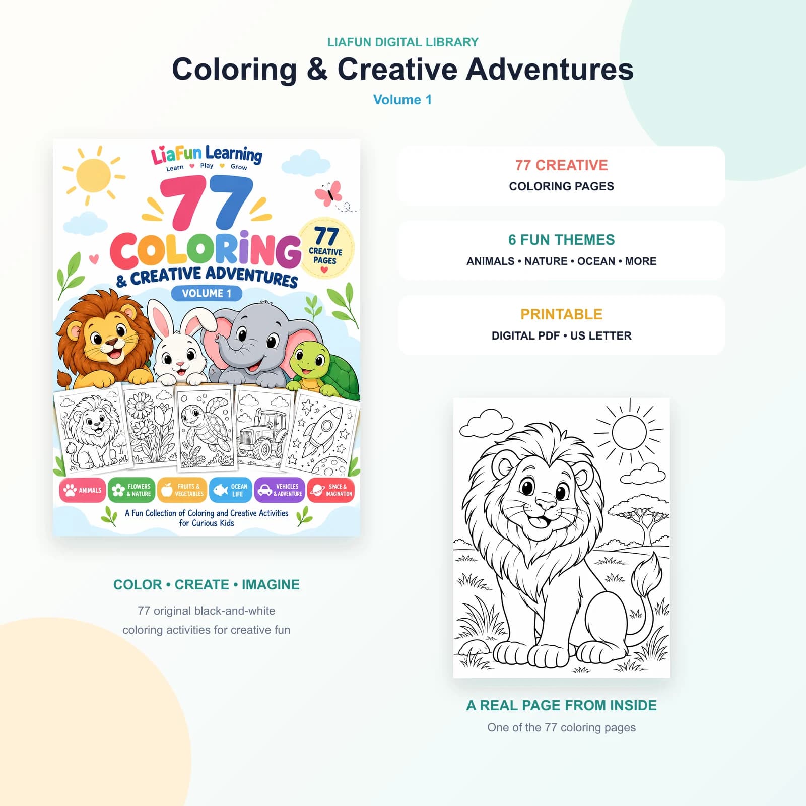 LiaFun Coloring Adventures Vol. 1 printable coloring book