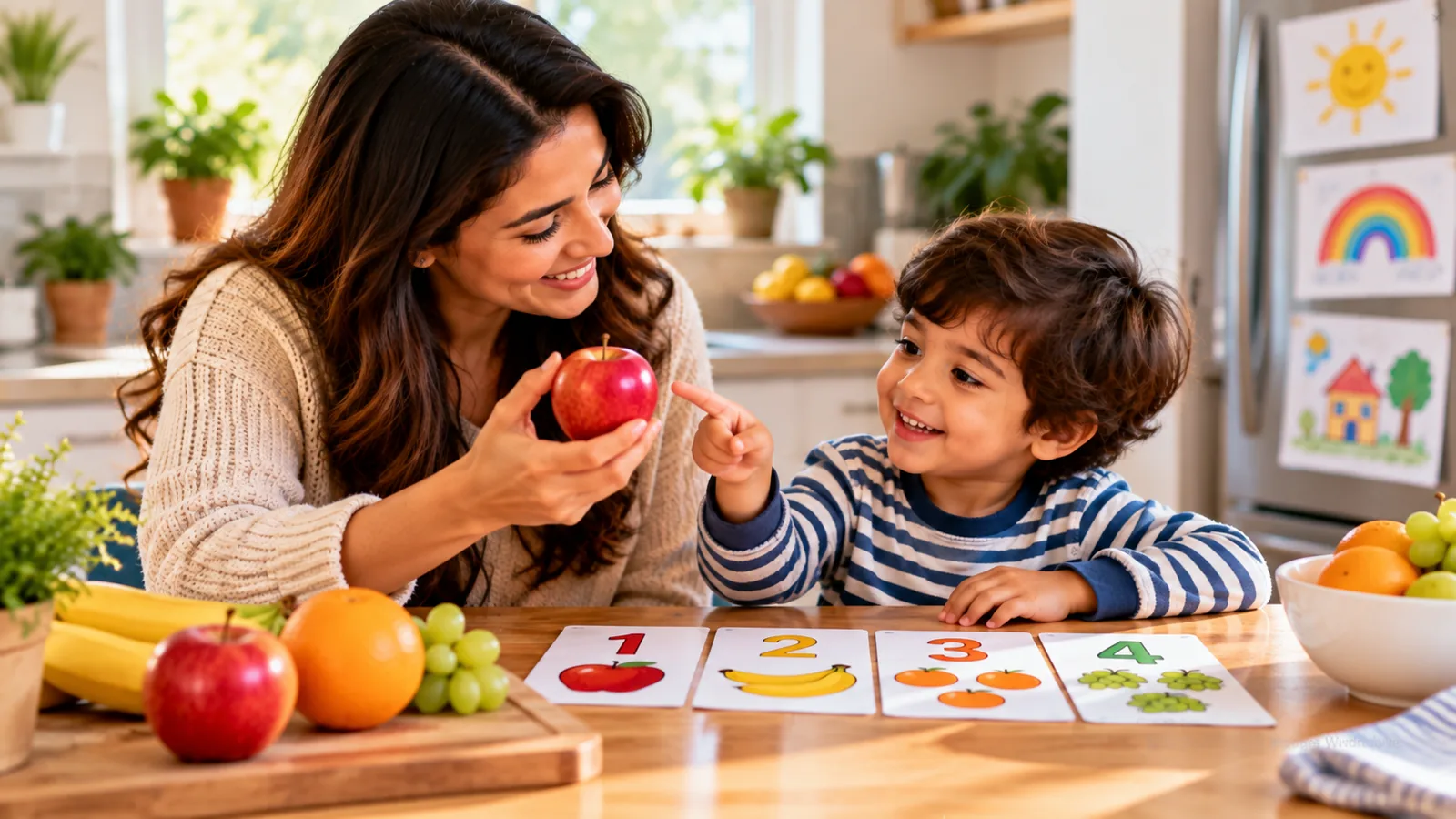 Parent encouraging a young child's curiosity through playful everyday learning